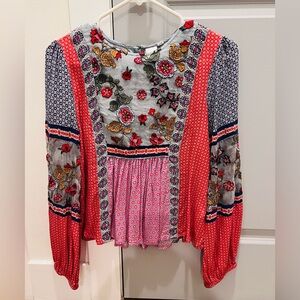 Anthropologie Floral Embroidered Women's Top